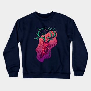 A Deer Skull Illustration Crewneck Sweatshirt